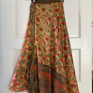 Vintage Silk Wrap Skirt Reversible